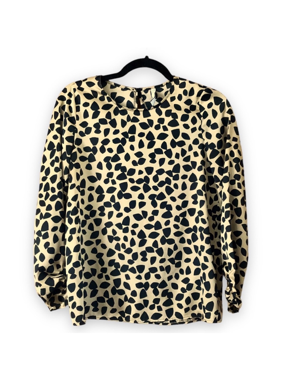 Mango Suit Spotted Printed Blouse Tan Black